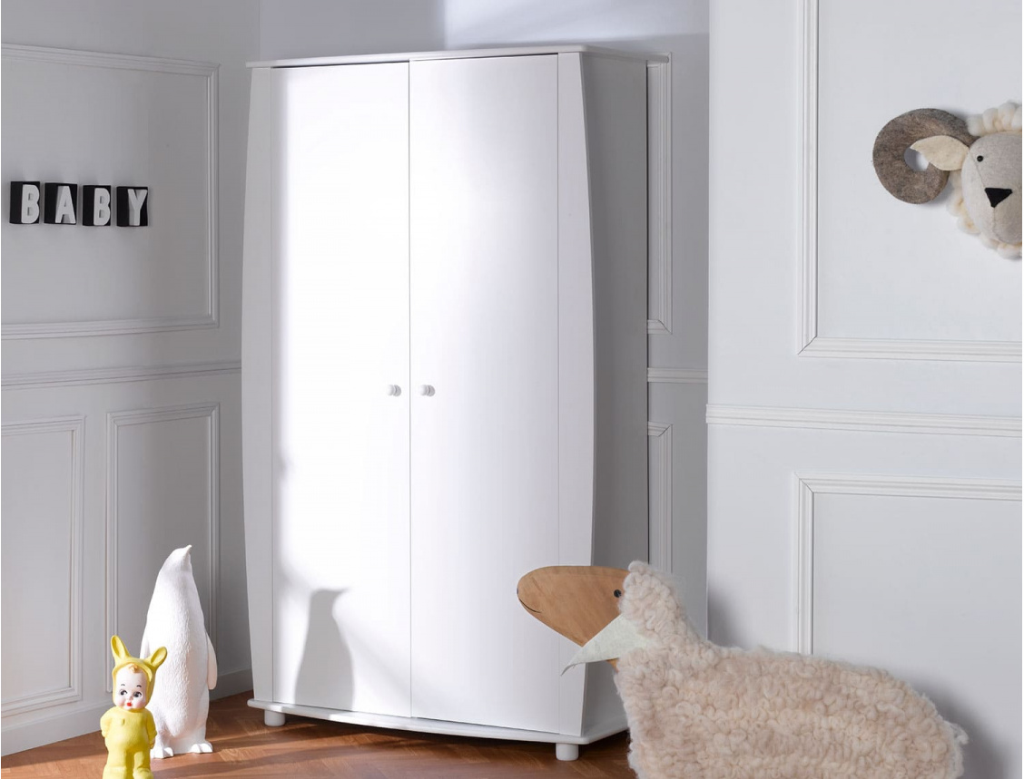 Child wardrobe two doors Médéa White