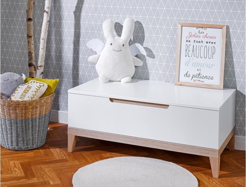 Toy chest Evidence white. Drawer opening.
