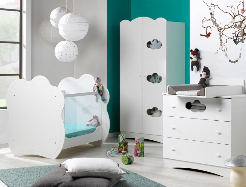 Chambre bébé trio - Chambre bébé Lit Plexiglas® Altéa Blanc
