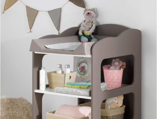 Wickelkommode Soho Weiß-Taupe für Baby