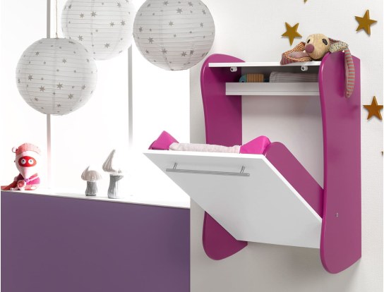 Secured plum wall-mounted changing table