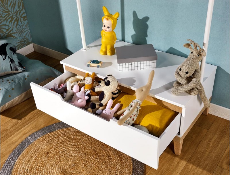 Evidence clothes rack with large drawer.