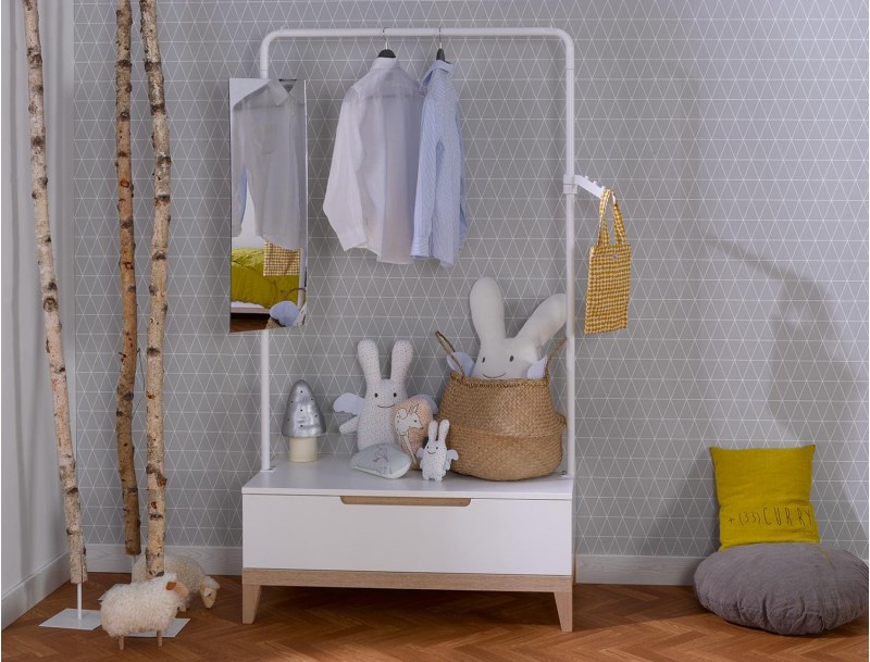 Evidence White and wood clothes rack
