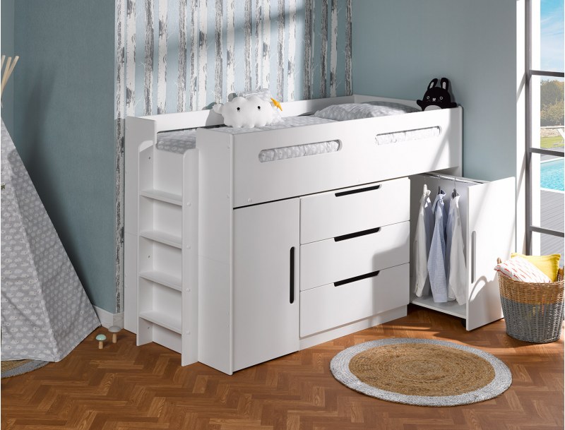 White Plume under-bed wardrobe for mid-height bed