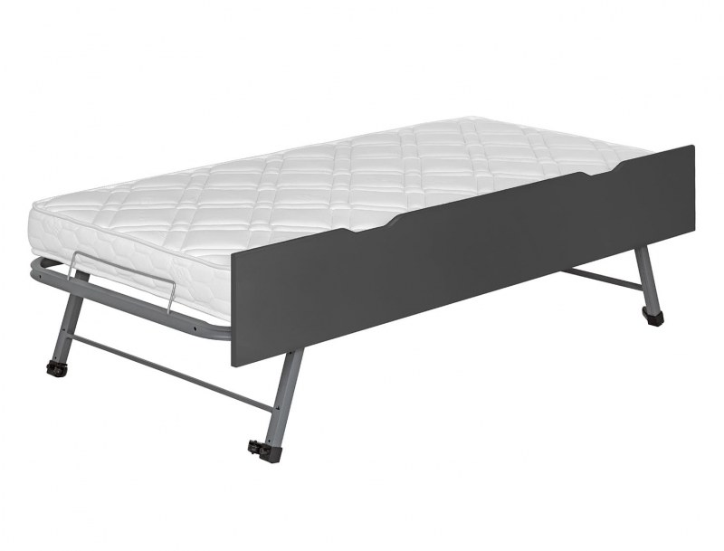 Uitschuifbare bedlade voor kinderbed Milo antraciet, geleverd zonder matras