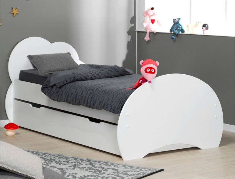 Cajón cama Altéa blanco. Cama y estante disponibles en nuestra web.