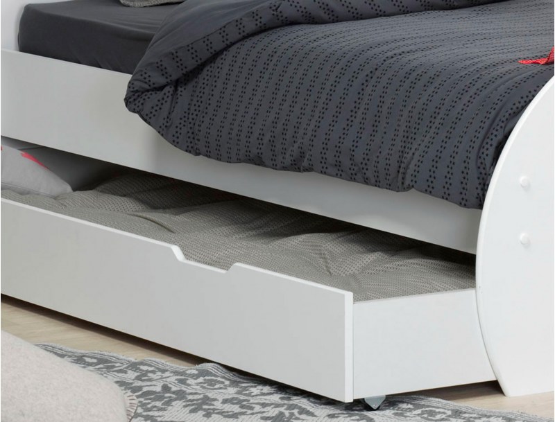 Cajón cama Altéa blanco. Cama y estante disponibles en nuestra web.