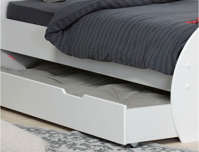 Lade van het Altéa-bed in wit. Ontdek het bed en de plank op onze website.