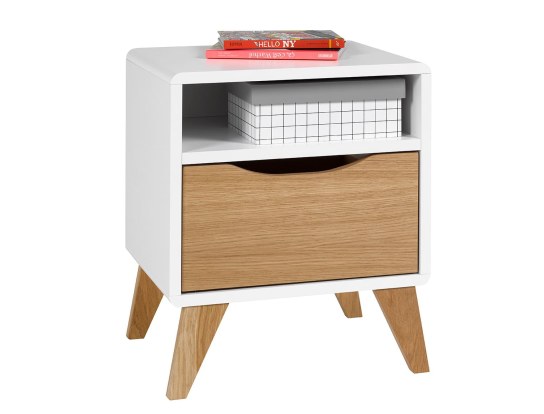 Children's furniture - Bloom White & Oak children's bedside table