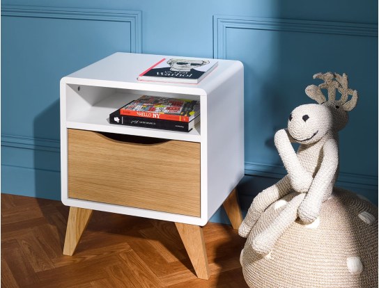 Scandi white oak bedside table