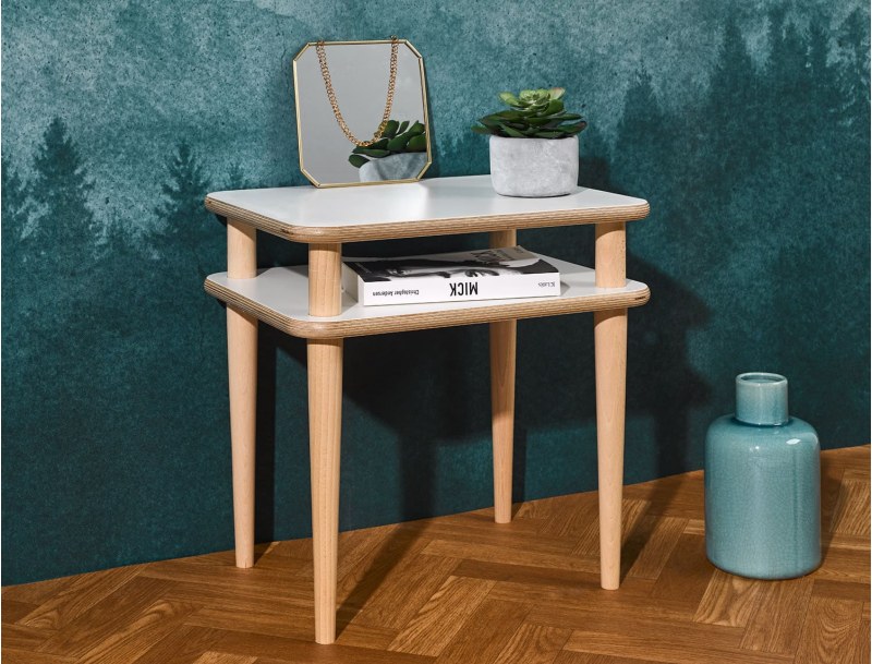 Natura White and wood bedside table