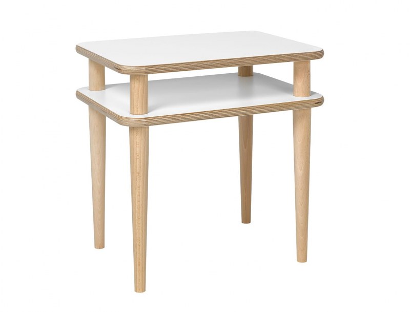 White and wood Natura bedside table