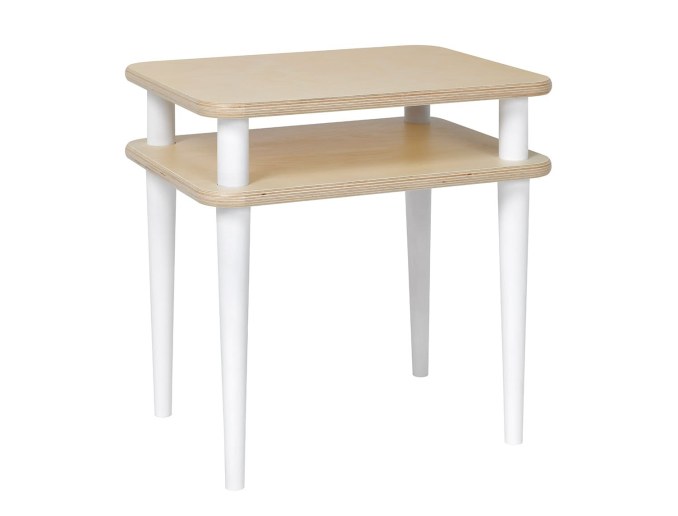 Comodino in Legno e Bianco Natura