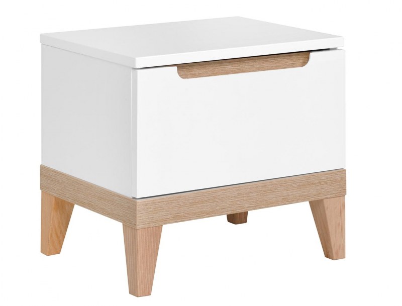 Evidence white and beech bedside table