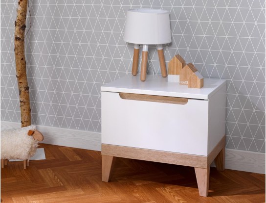Evidence white and beech kids bedside table