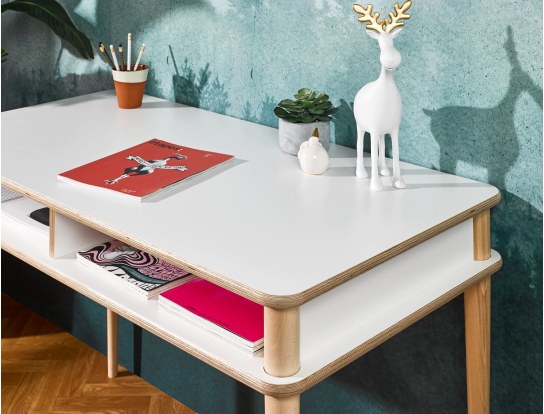 Bureau design Blanc et bois Natura