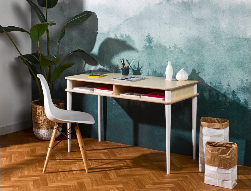 Scrivania per bambini Natura Legno e Bianco