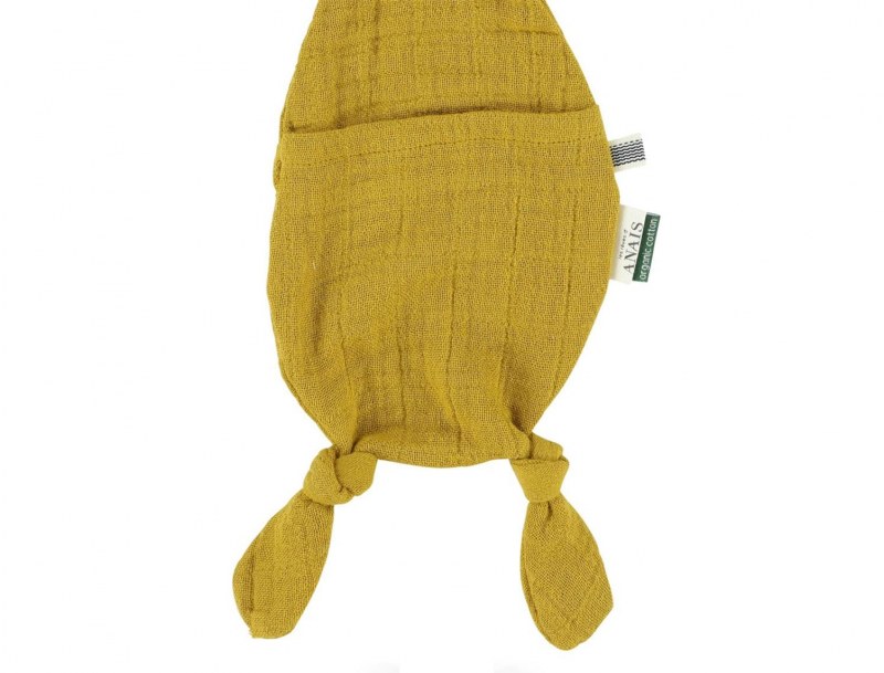Mustard Kangaroo fabric pacifier holder comfort toy