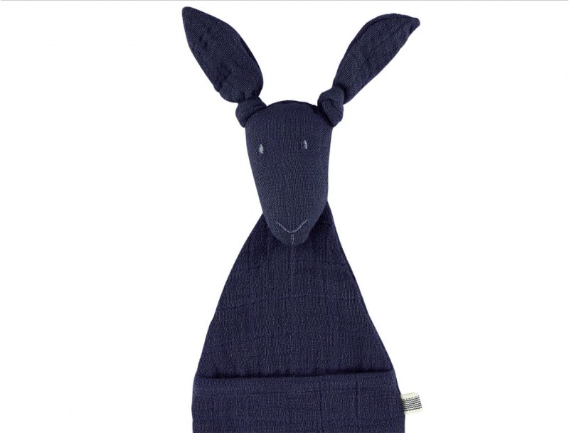 Doudou attache tétine Kangourou Bleu Marine
