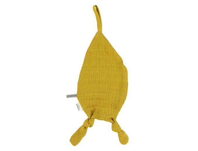 Peluche con clip para chupete Mostaza