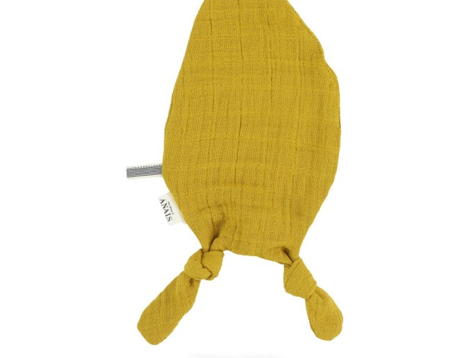 Knuffeldoekje met speenhouder Mosterdgeel van stof