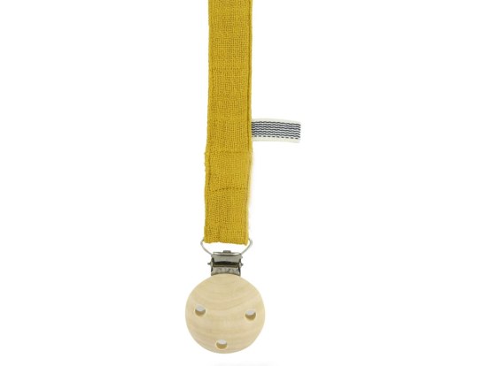 Mustard fabric pacifier holder