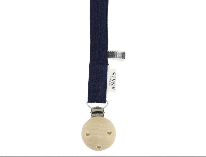 Blauer Stoffschnullerhalter