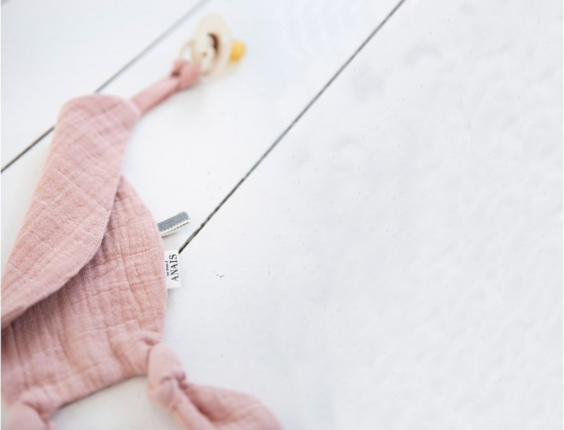 Roze knuffeldoekje met speenkoord