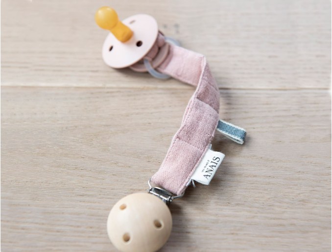 Pink fabric pacifier holder