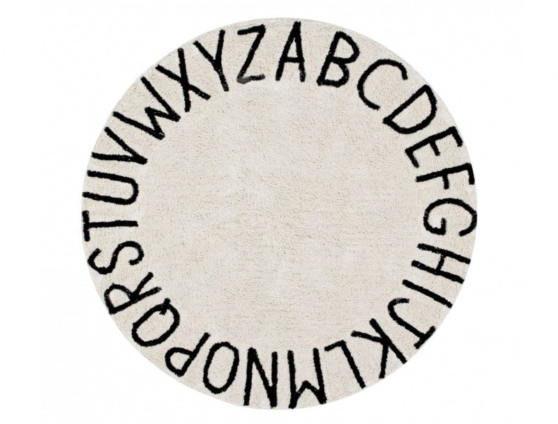 Round Nude Beige Alphabet rug