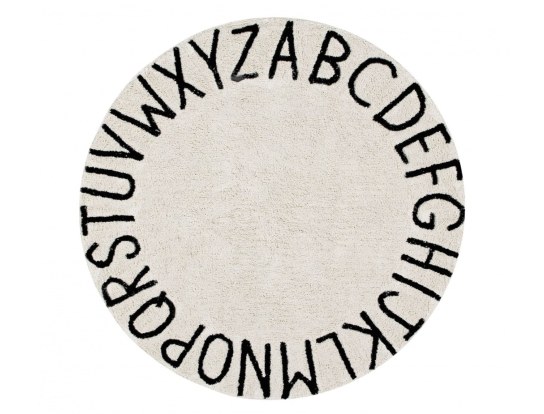 Round Nude Beige Alphabet rug