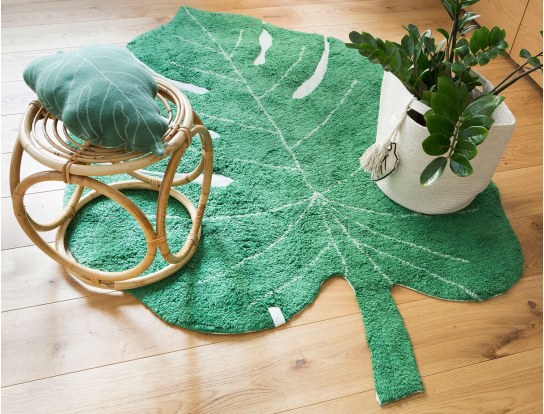Kinderteppich - Grüner Monstera-Blatt-Teppich 120x180