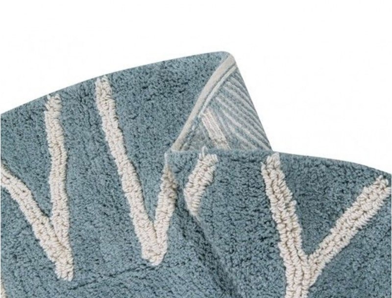Zachte ronde vloerkleed Alfabet Vintage Blauw