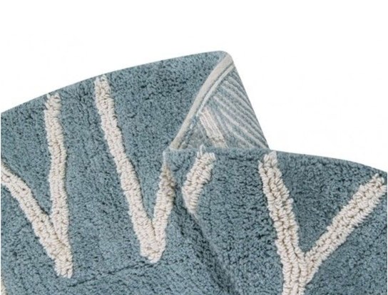 Zachte ronde vloerkleed Alfabet Vintage Blauw