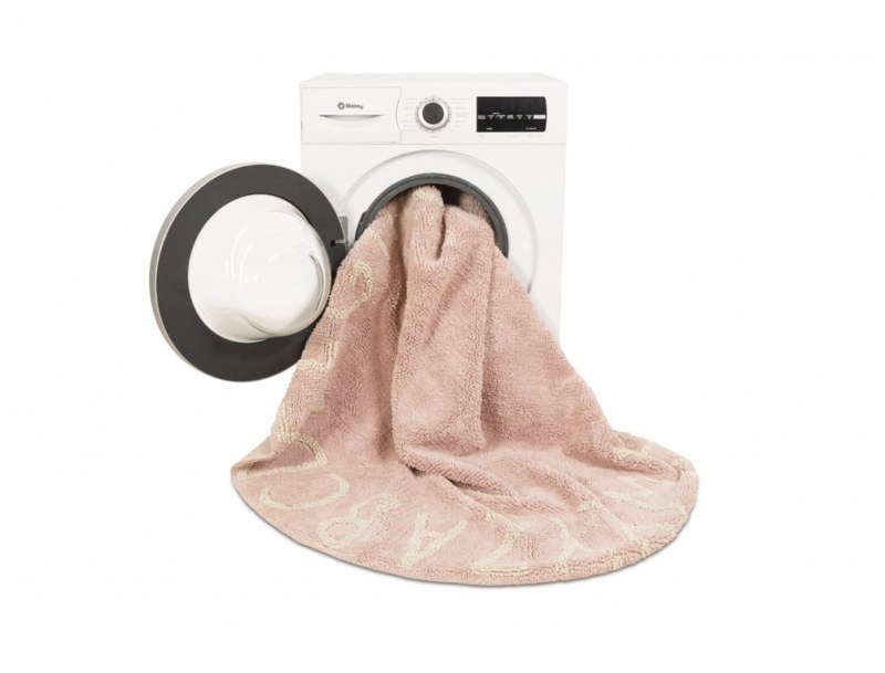 Ronde Alfabet Tapijt Vintage Roze, machinewasbaar