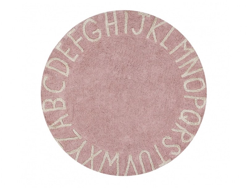 Soft round Vintage Pink Alphabet rug