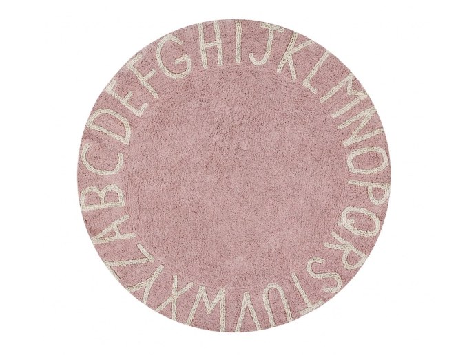 Runder Vintage-Rosa Alphabet-Teppich super weich