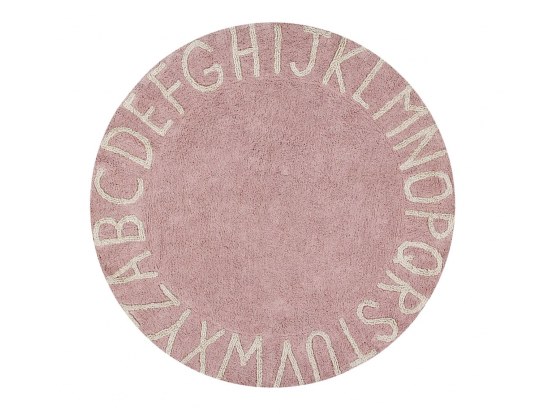 Runder Vintage-Rosa Alphabet-Teppich super weich