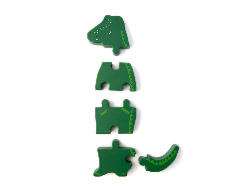 Puzzle en Bois Crocodile Vert, pour les enfants.