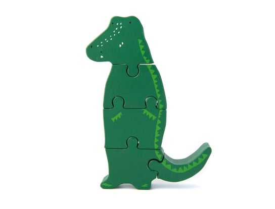 Puzzle en Bois Crocodile Vert
