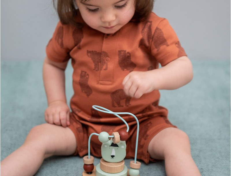 Mr Bear wooden bead maze for children