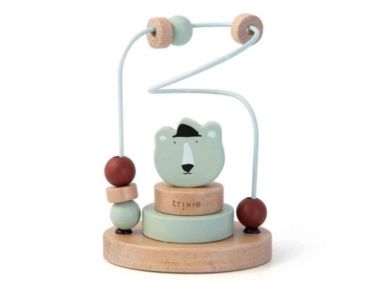 Blue Mr Bear wooden bead maze