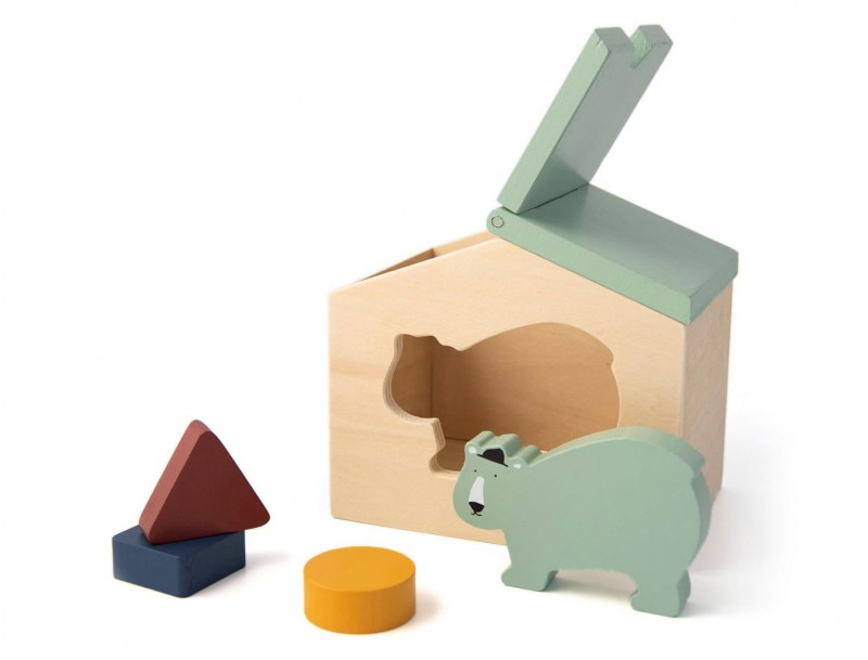 Blue Polar Bear wooden house, water-based paint