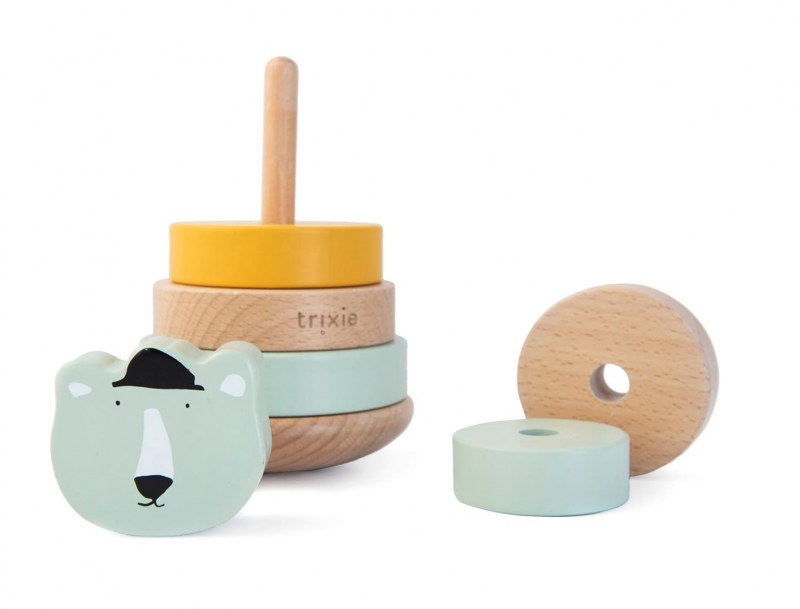 Polar Bear stacking tower. Wooden toy.