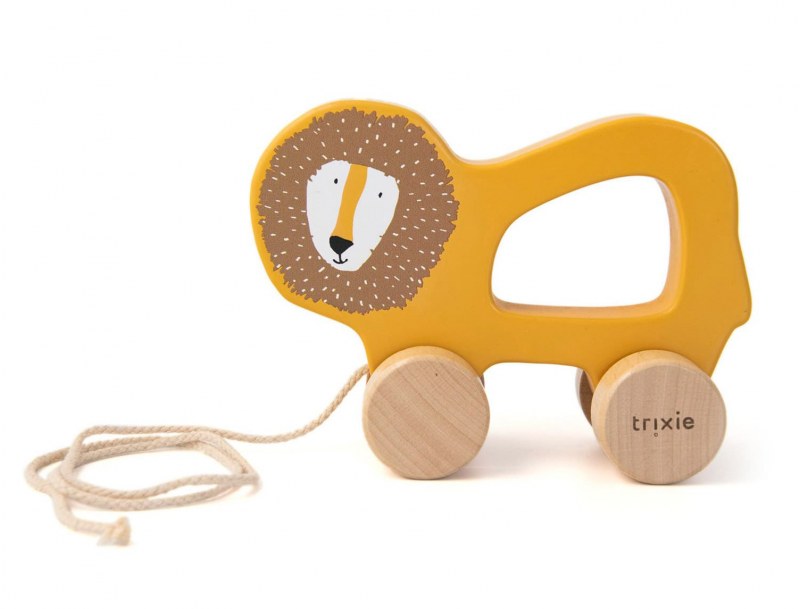 Wooden pull-along toy Mr Lion