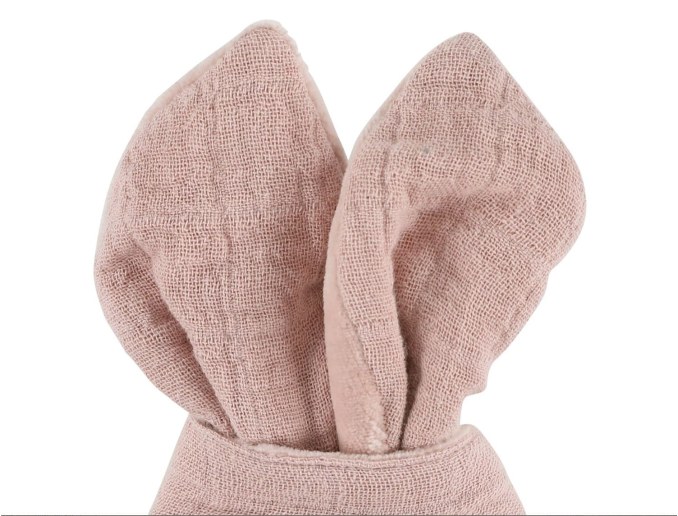 Beißring aus Holz und Stoff in Rosa
