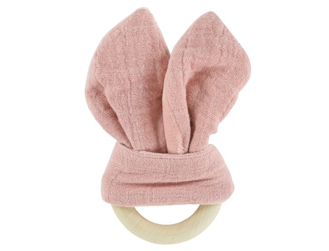 Houten bijtring Roze