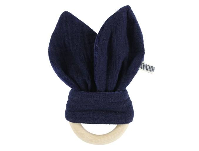 Beißring aus Holz in Marineblau