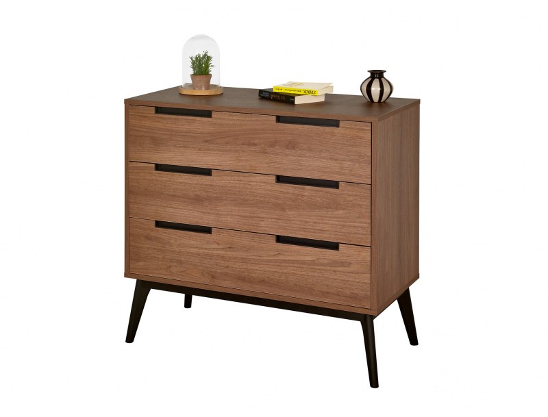 Vintage ladekast met drie laden donker