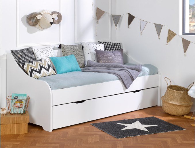 Uitschuifbaar daybed Calli wit
